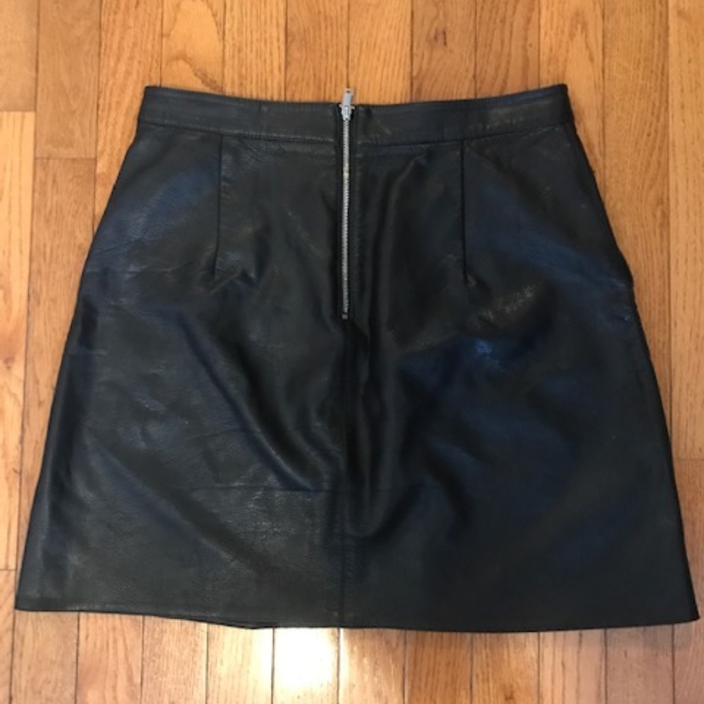 Zara Faux Leather Black A-line Skirt Size M